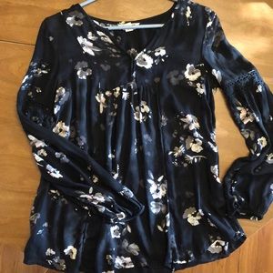 Black and white floral blouse